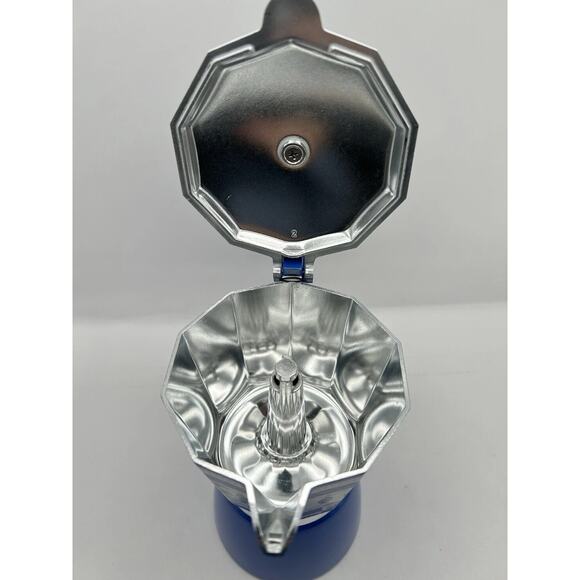NEW Brandani Italian Blue Coffee Maker Moka Pot Stovetop Aluminum 6 Cup Espresso - Picture 5 of 6